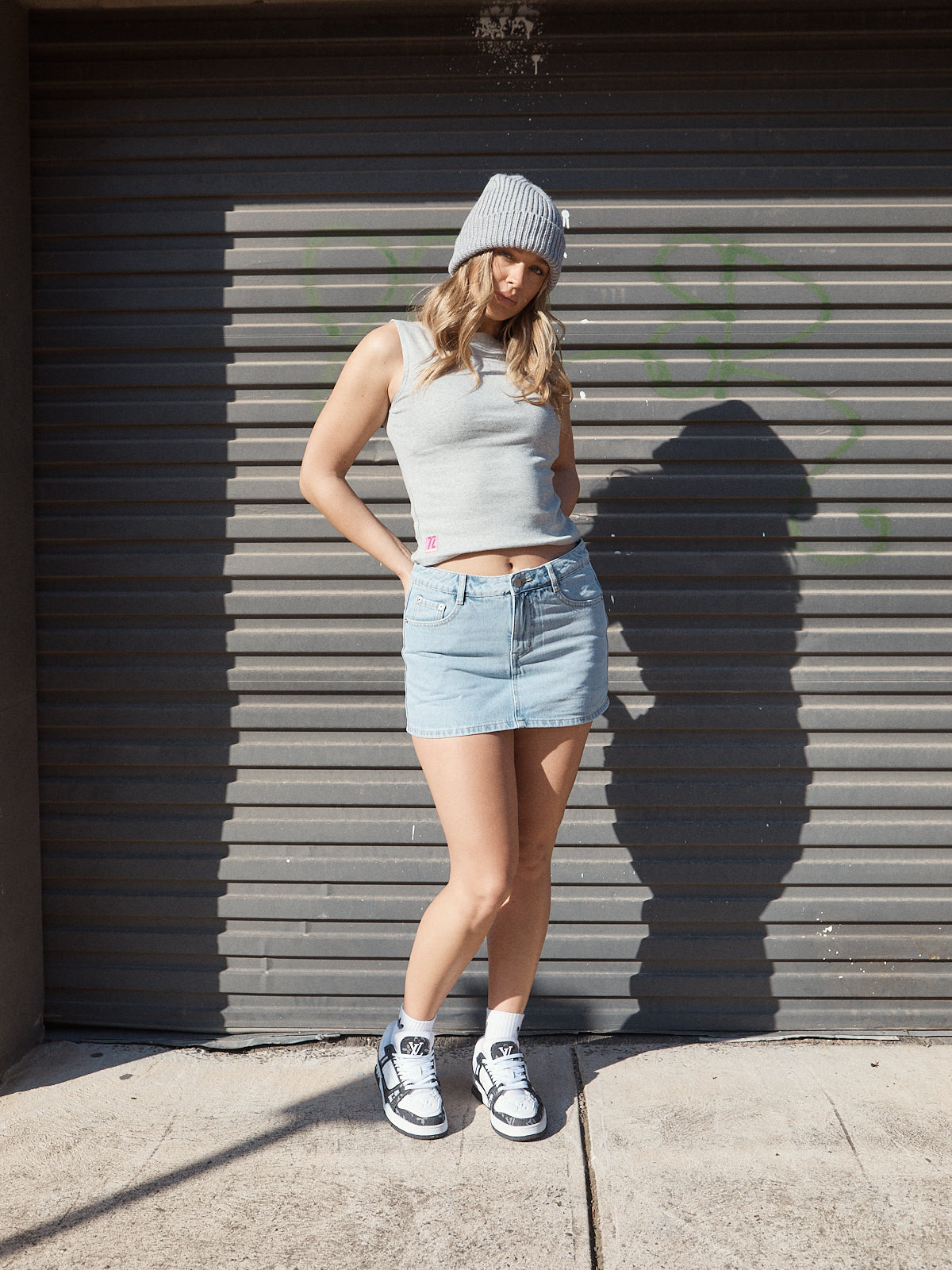 Blake Denim Mini Skort – Light Wash