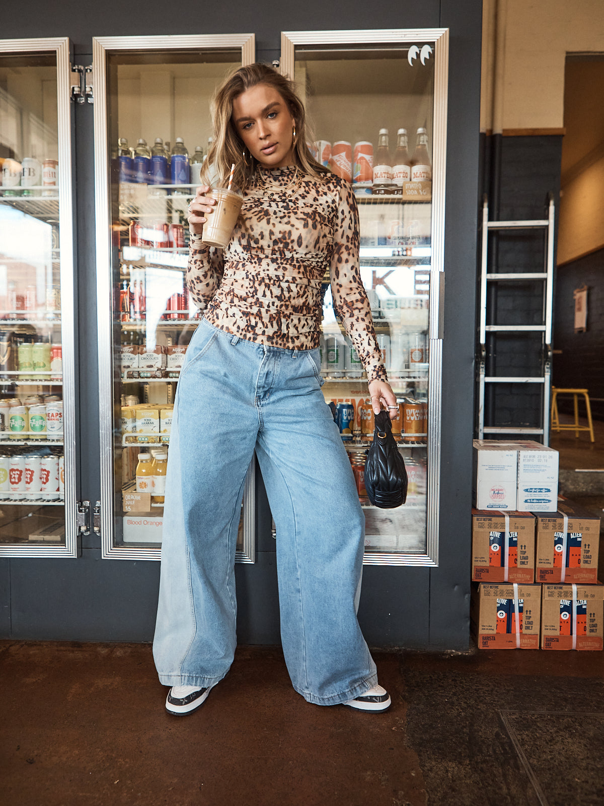 Stevie Long Sleeve Leopard Mesh Skivvy