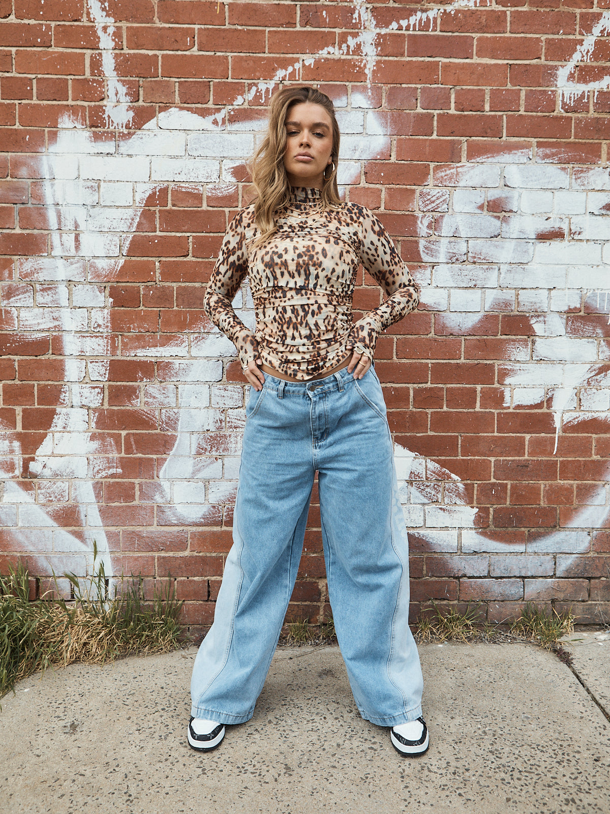 Stevie Long Sleeve Leopard Mesh Skivvy