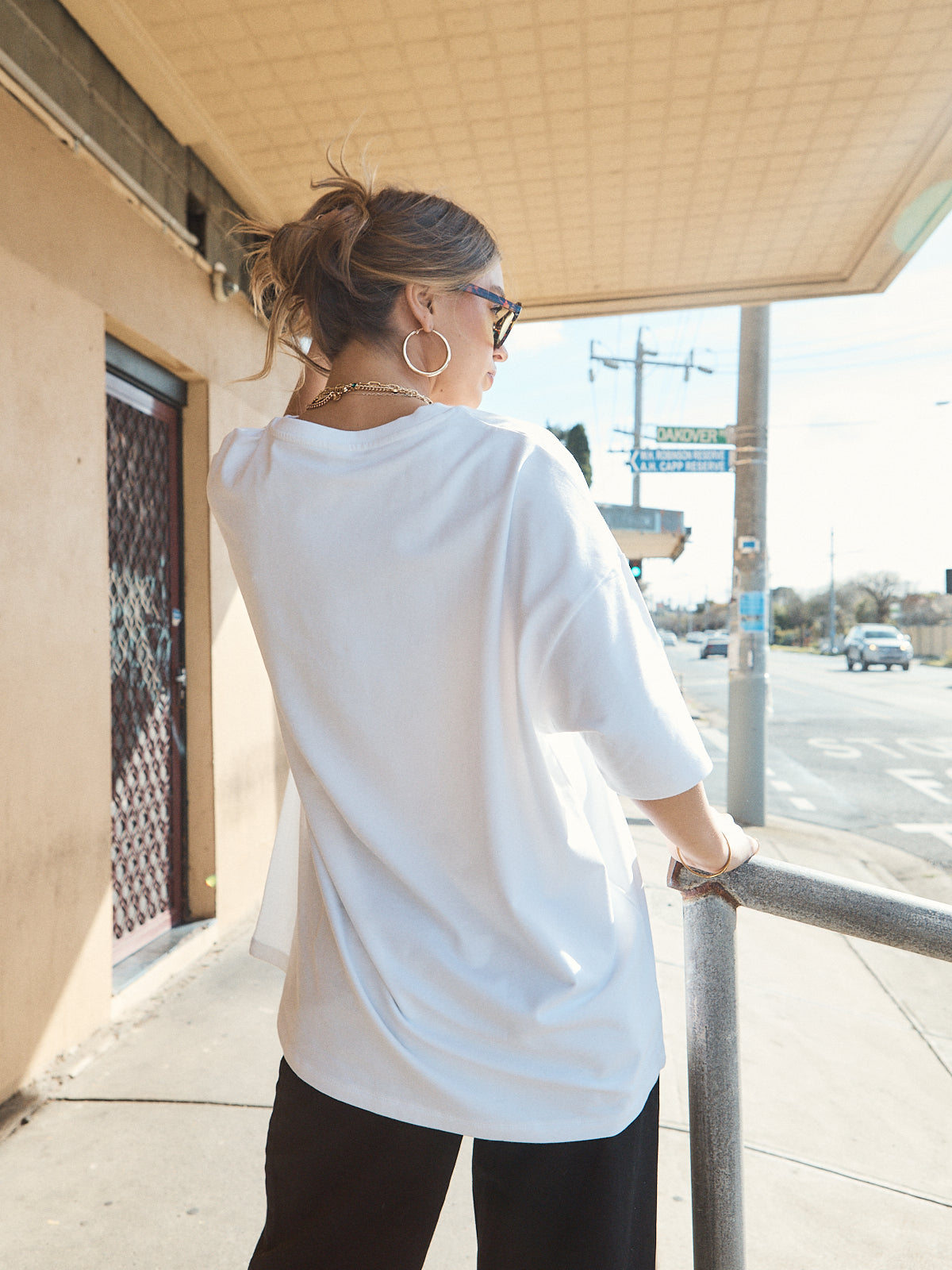 Relaxed fit oversized snow white crew neck tee in heavy jersey fabrication.