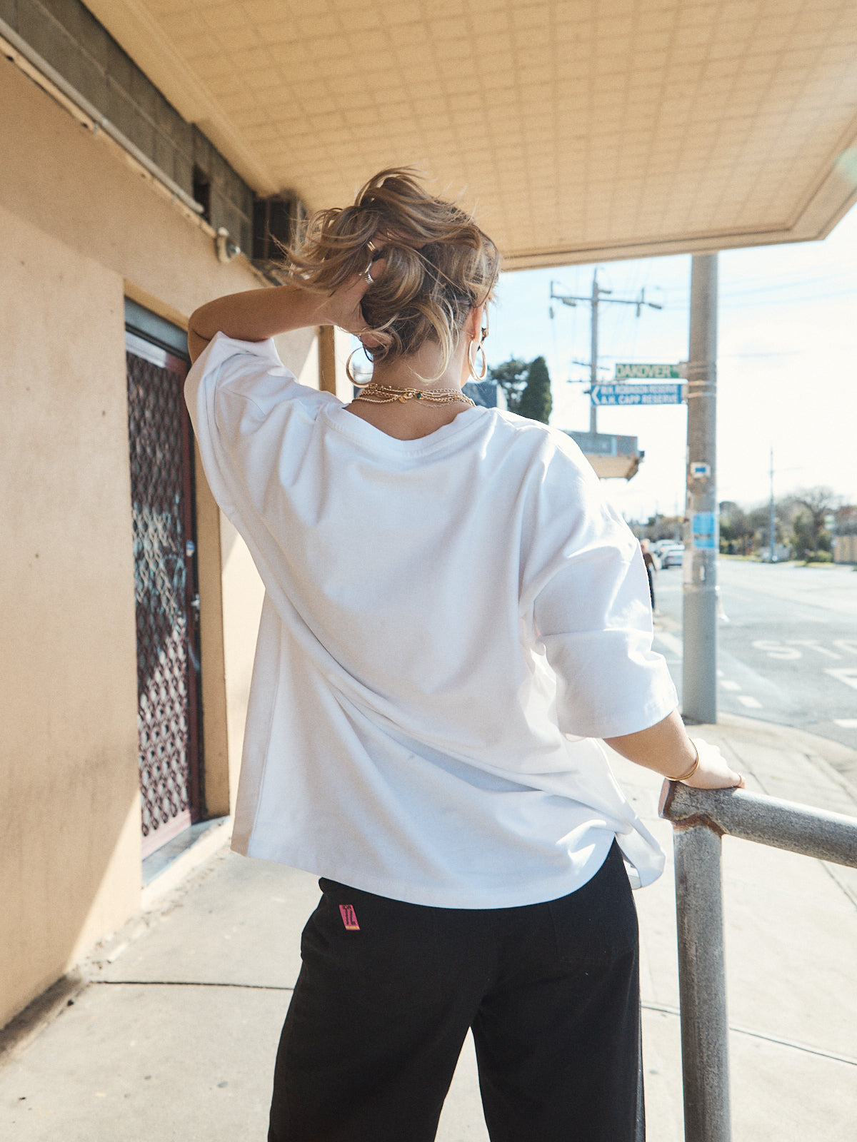 Relaxed fit oversized snow white crew neck tee in heavy jersey fabrication.