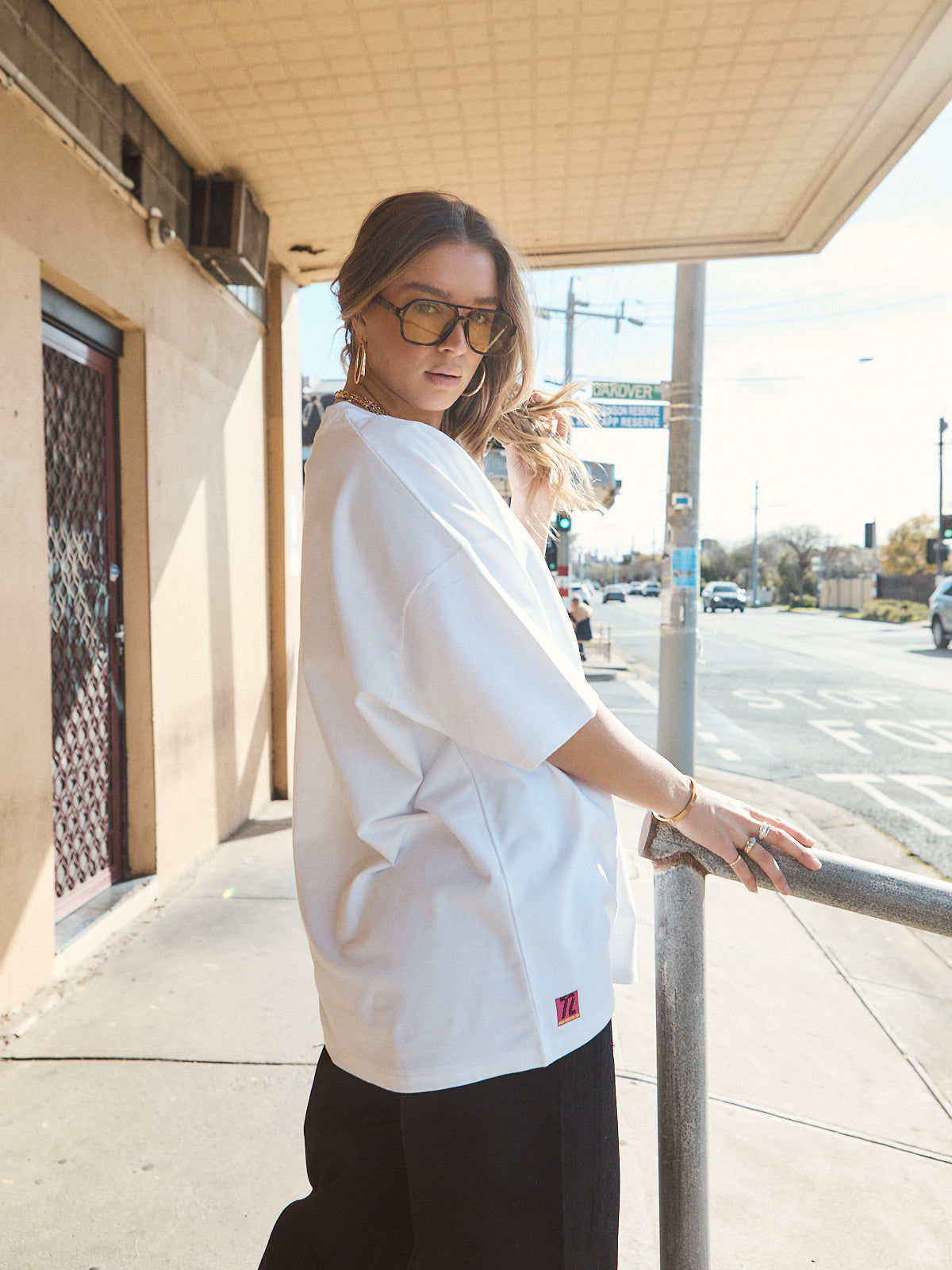 Relaxed fit oversized snow white crew neck tee in heavy jersey fabrication.