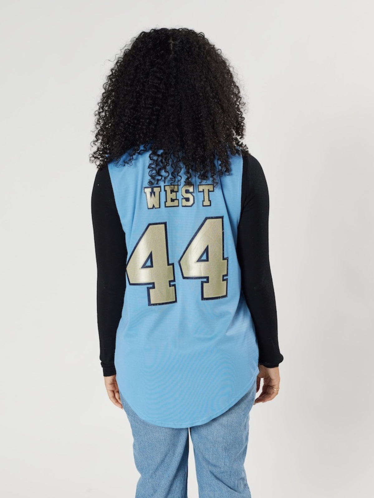 Vintage West Baseball Jersey #44 Blue - Authentic 90s Sports Apparel