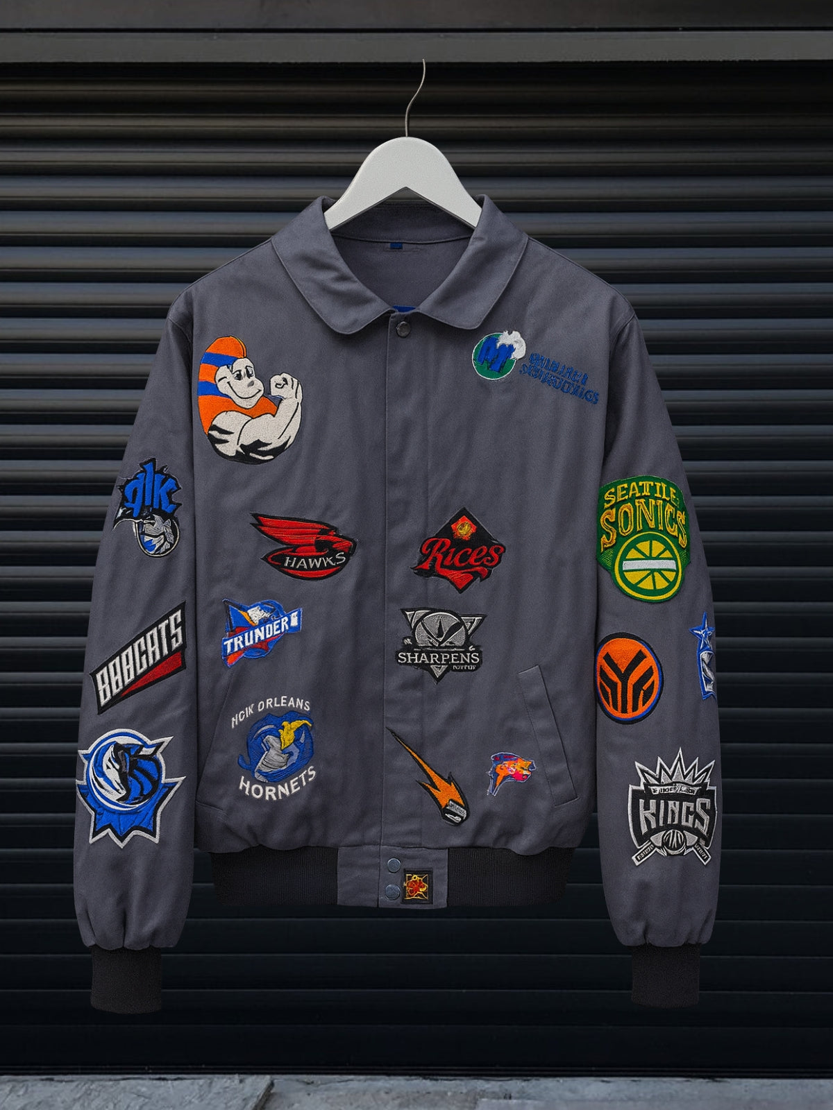 NBA Patch Jacket Collar  – Grey