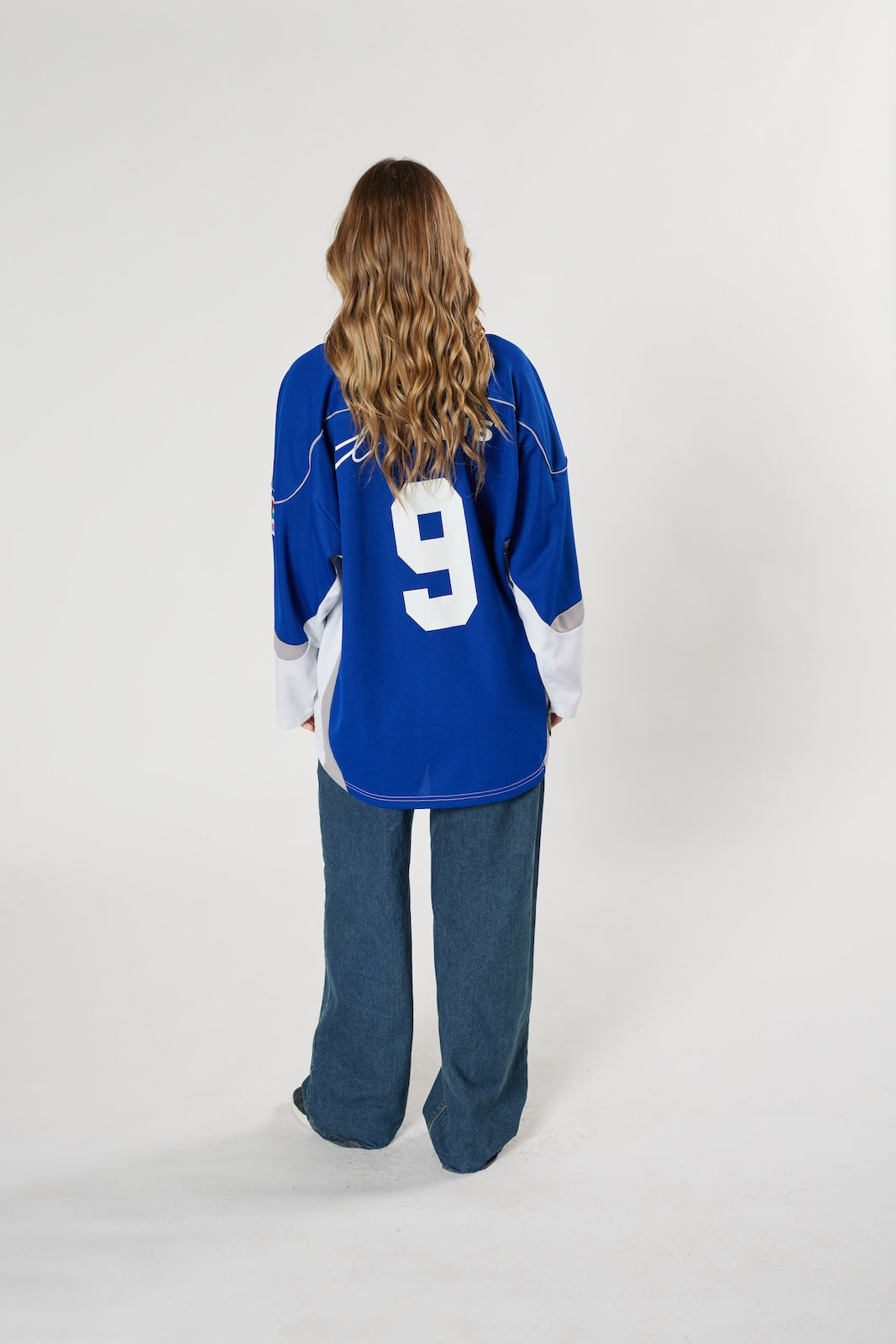 Waterloo Wolves #9 blue hockey jersey vintage Canadian junior league rare