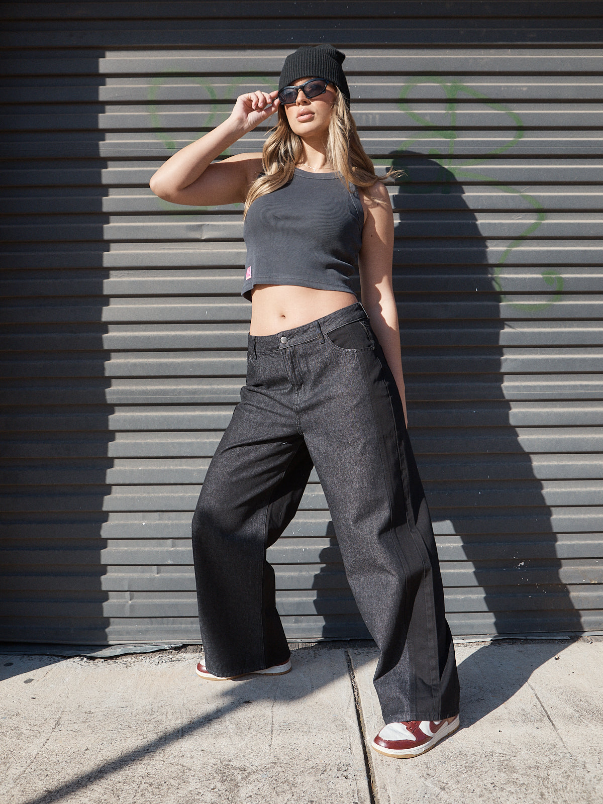 Brandy Organic Rib Tank Crop - Faded Charcoal