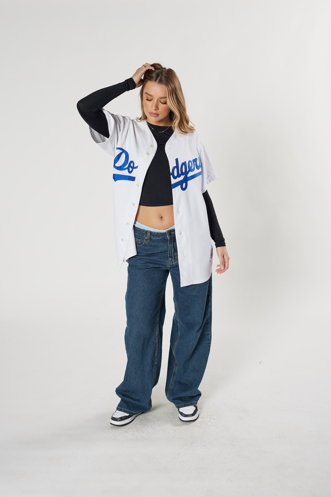 Los Angeles Dodgers MLB baseball jersey vintage white blue script authentic