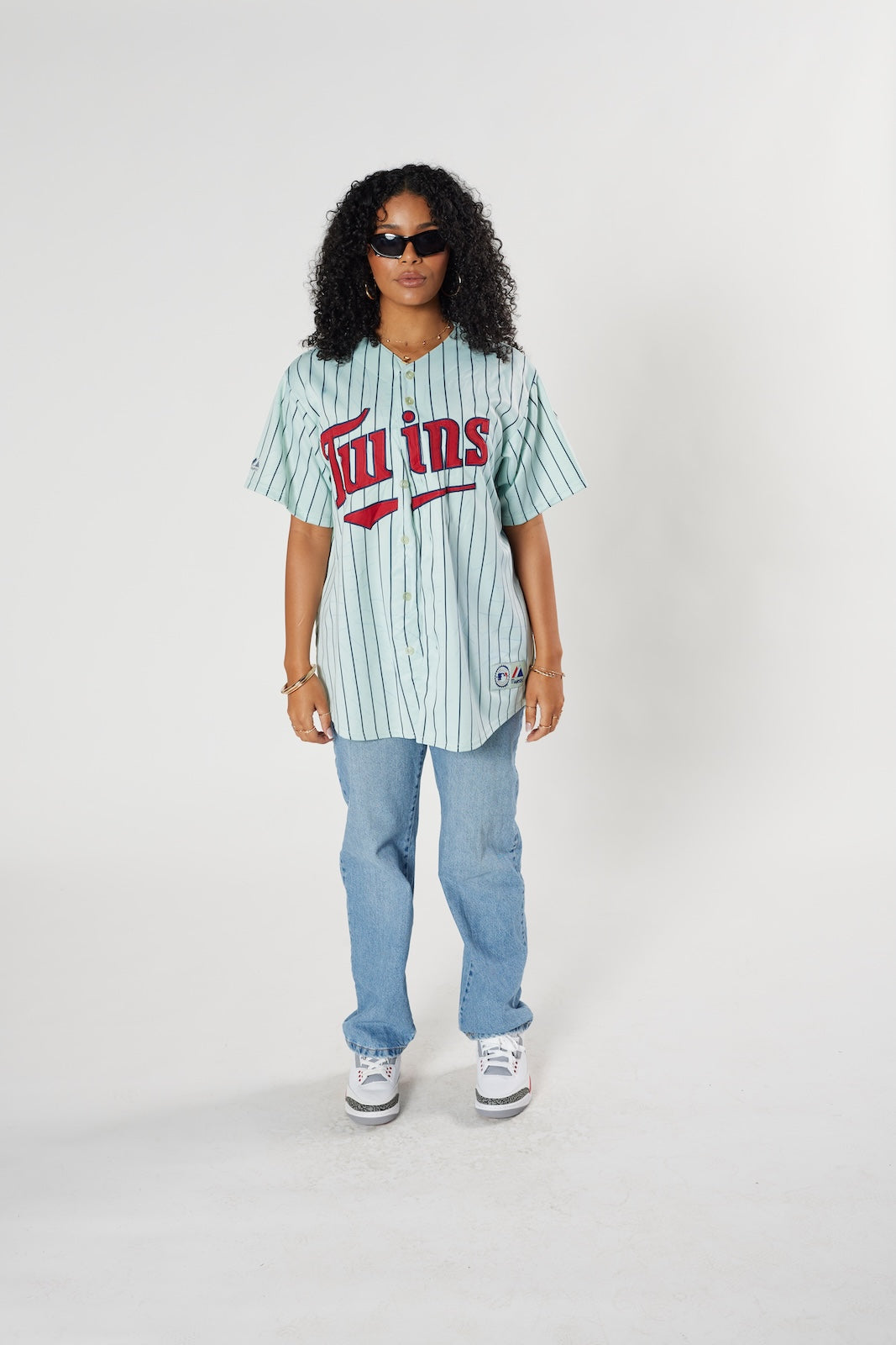 Minnesota Twins MLB baseball jersey mint green pinstripe vintage authentic