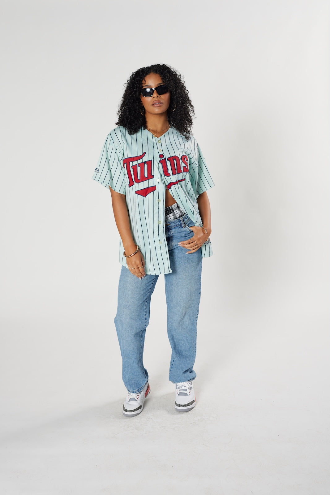 Minnesota Twins MLB baseball jersey mint green pinstripe vintage authentic