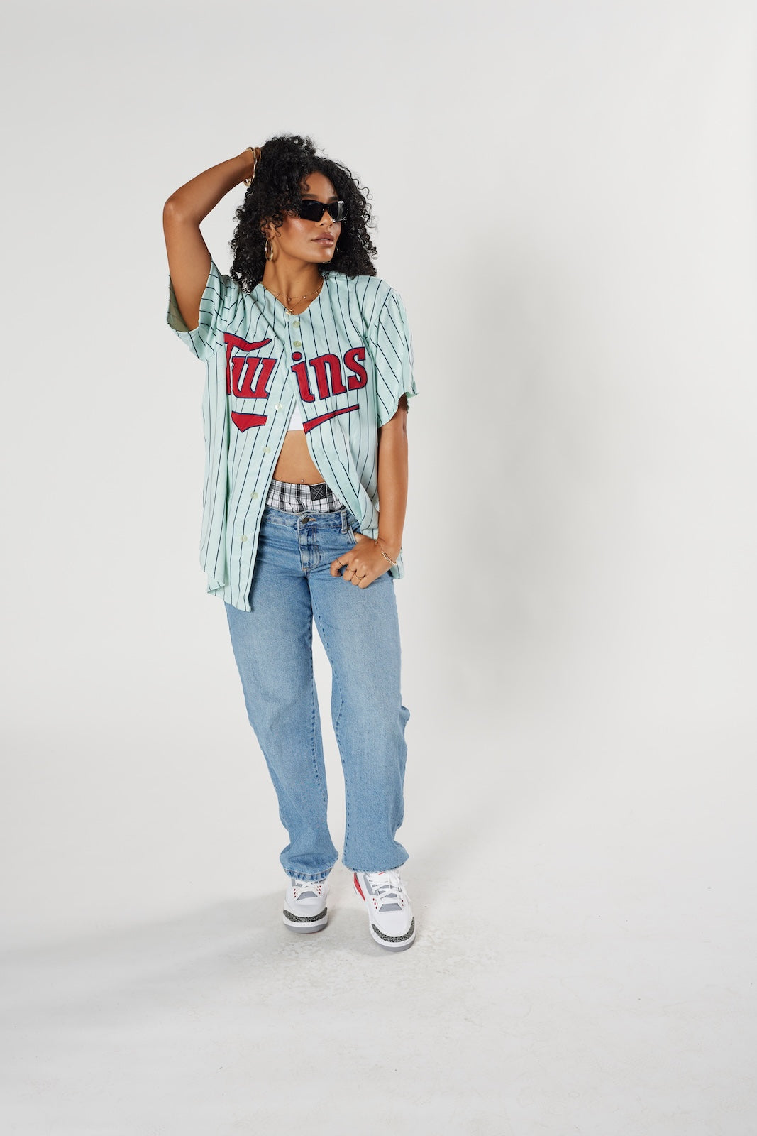 Minnesota Twins MLB baseball jersey mint green pinstripe vintage authentic