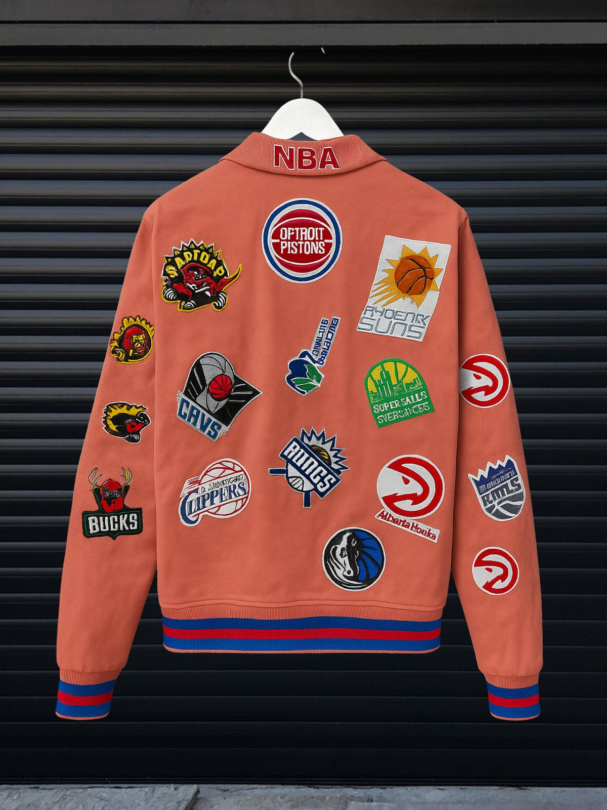 nba patch jacket peach back