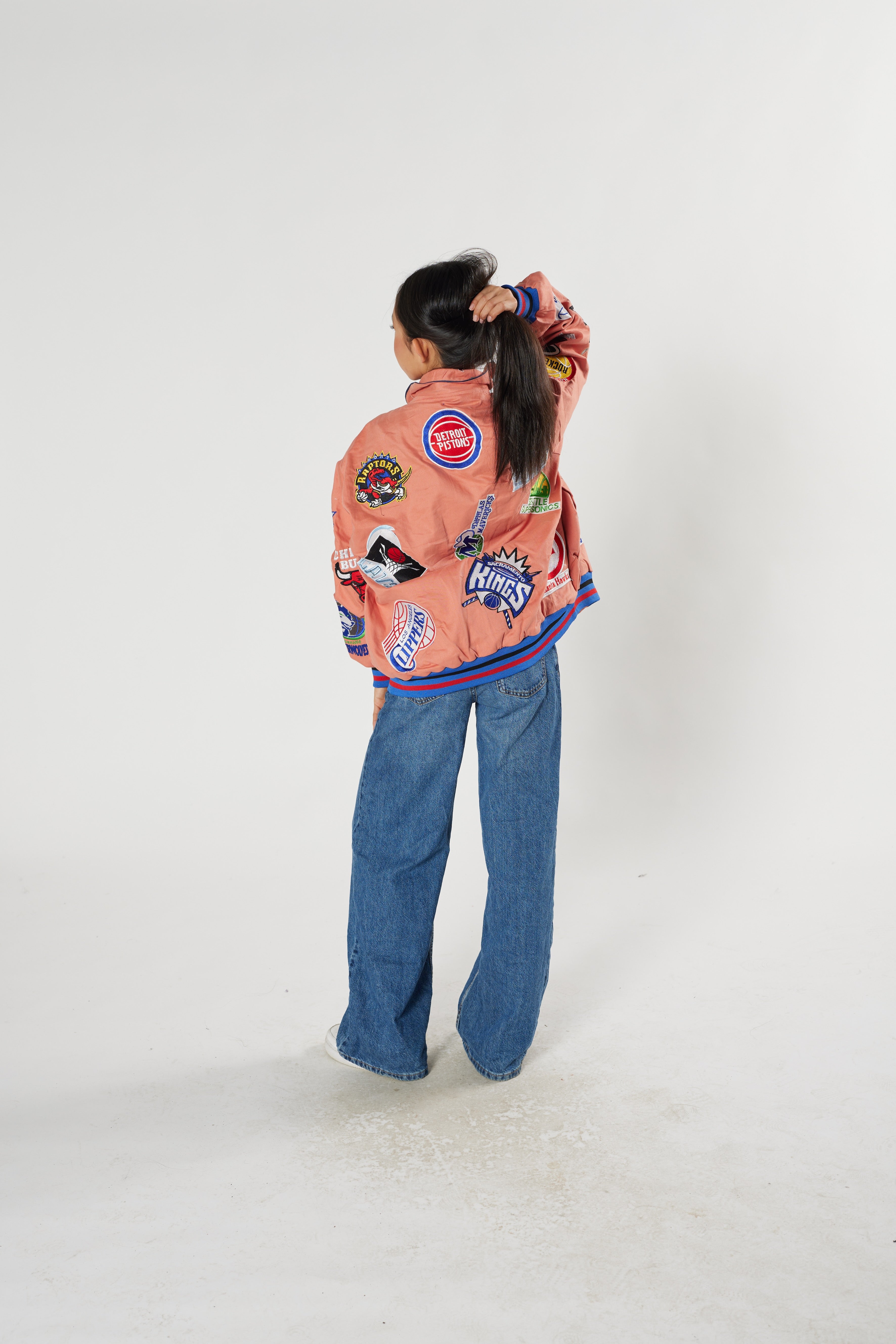 NBA Patch Bomber – Peach - “Retro Vibes Courtside”