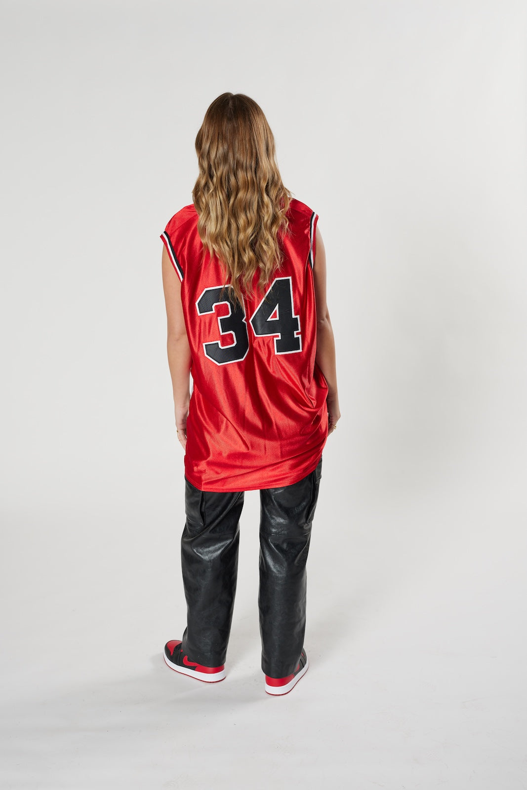 TRIAD #34 basketball jersey red mesh vintage 90s high school style