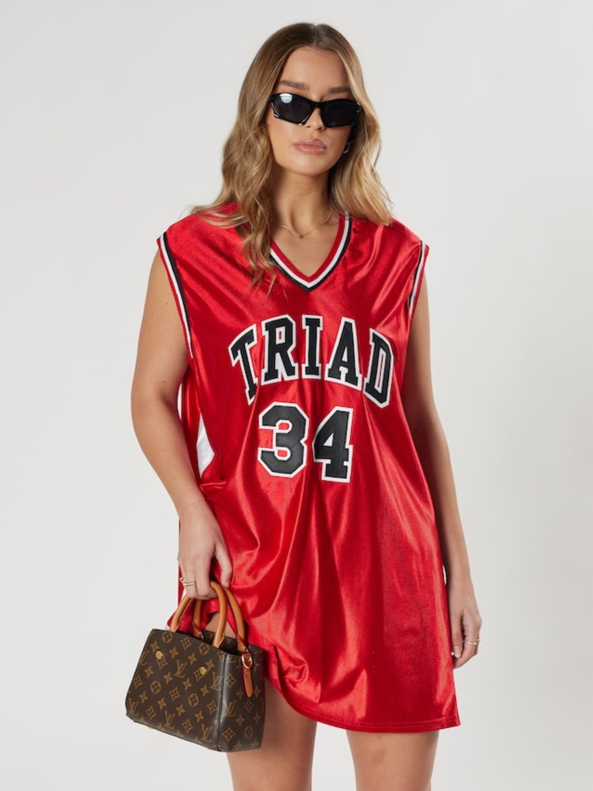 Retro TRIAD #34 Basketball Jersey – Red Mesh