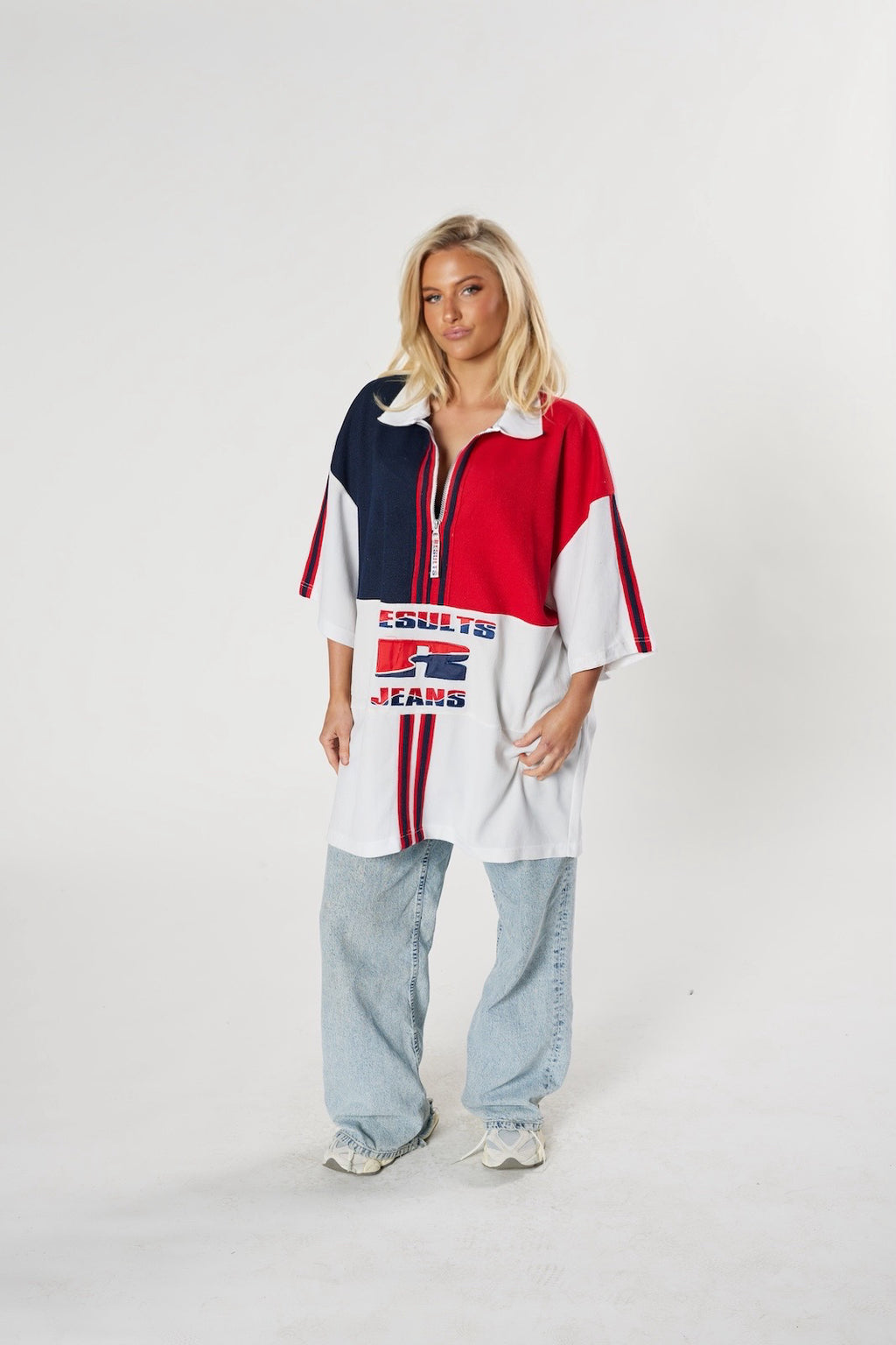 Vintage Results Jeans Quarter-Zip Jersey - 90s Retro Streetwear