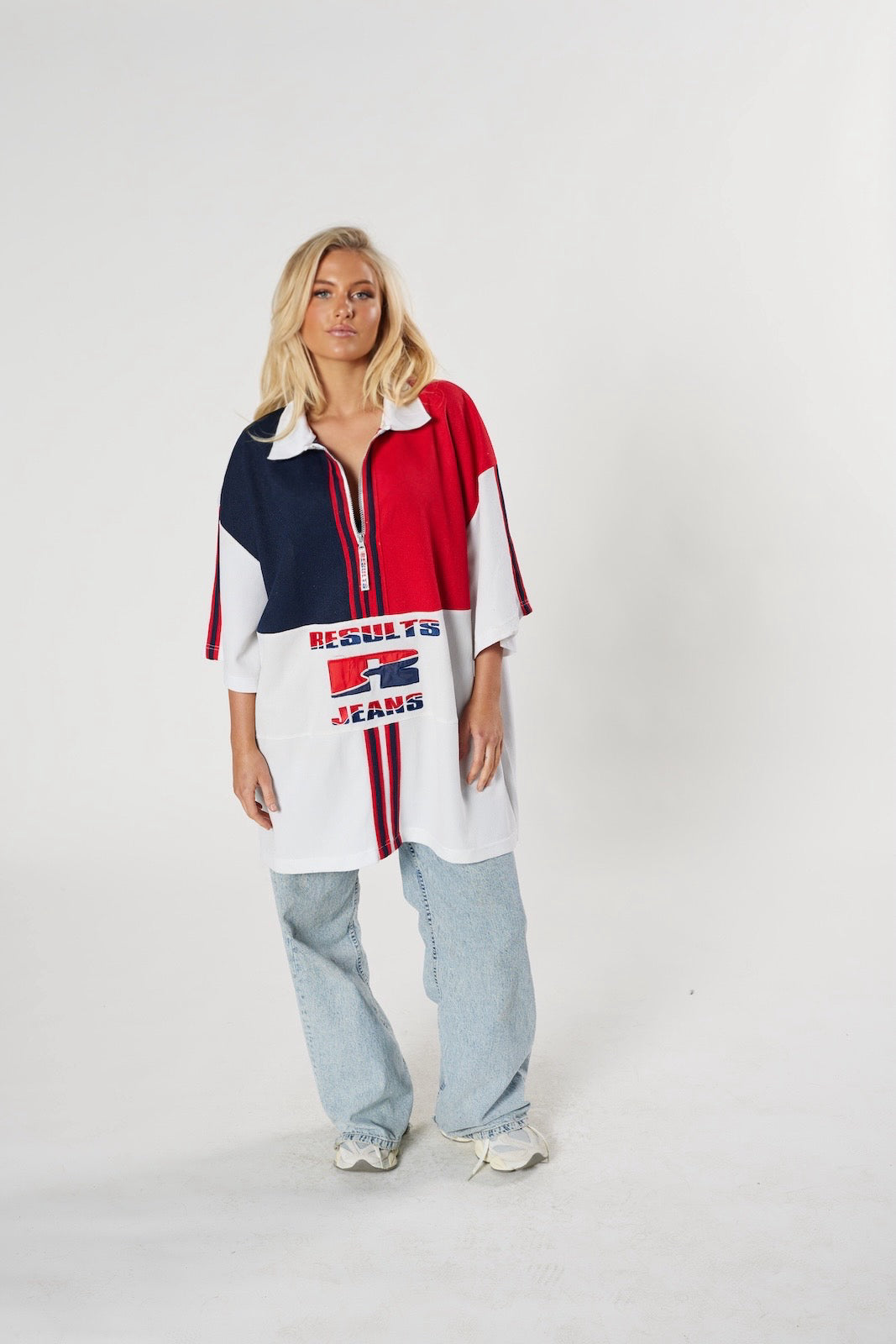 Vintage Results Jeans Quarter-Zip Jersey - 90s Retro Streetwear