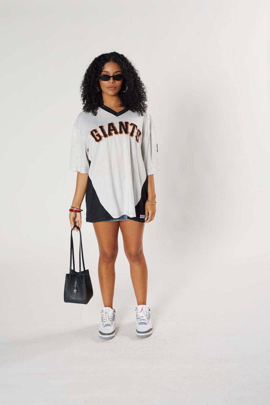 San Francisco Giants MLB baseball jersey grey V-neck black orange vintage authentic