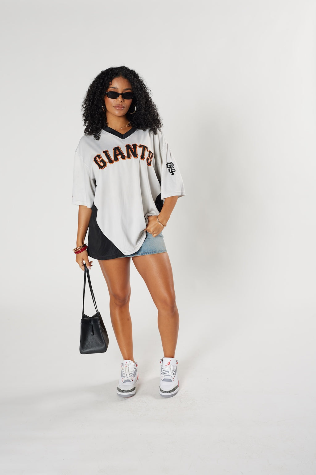 San Francisco Giants MLB baseball jersey grey V-neck black orange vintage authentic