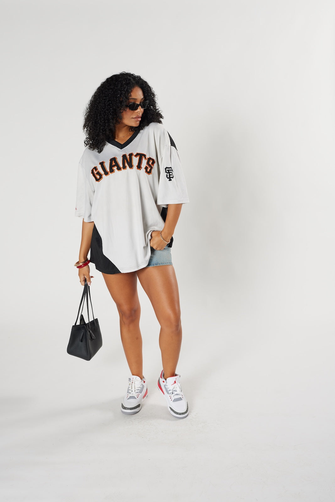 San Francisco Giants MLB baseball jersey grey V-neck black orange vintage authentic