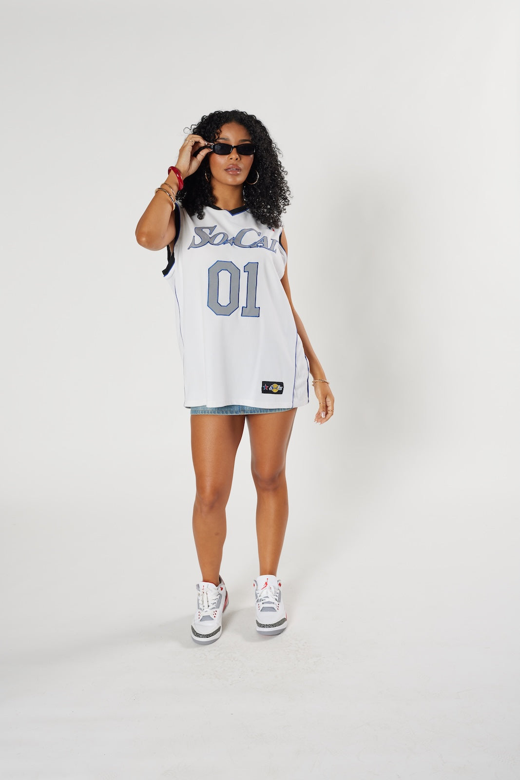 SoCal 01 white basketball jersey navy details West Coast streetwear vintage