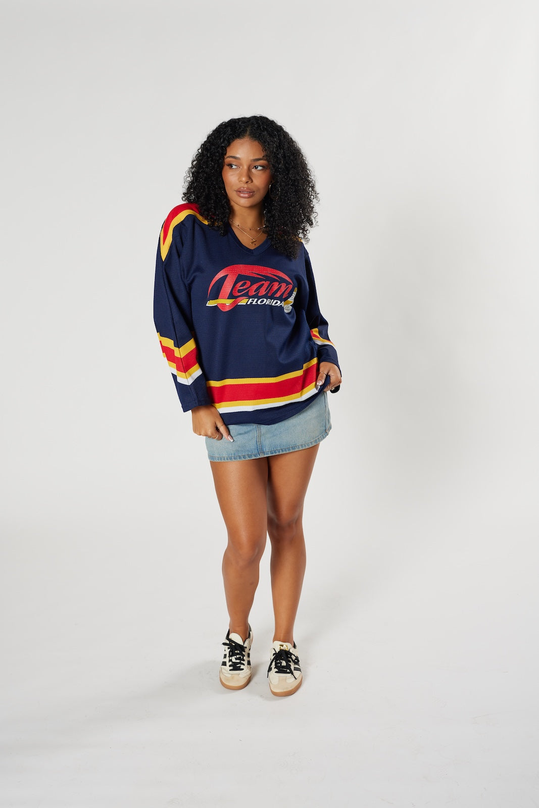 Team Florida hockey jersey navy red gold vintage 90s style authentic