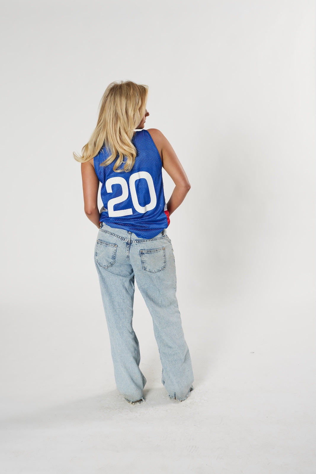 USBA #20 basketball jersey blue mesh vintage throwback authentic