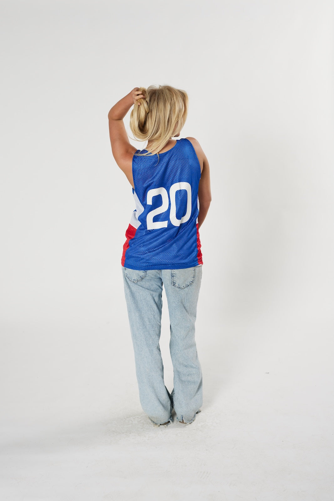 USBA #20 basketball jersey blue mesh vintage throwback authentic