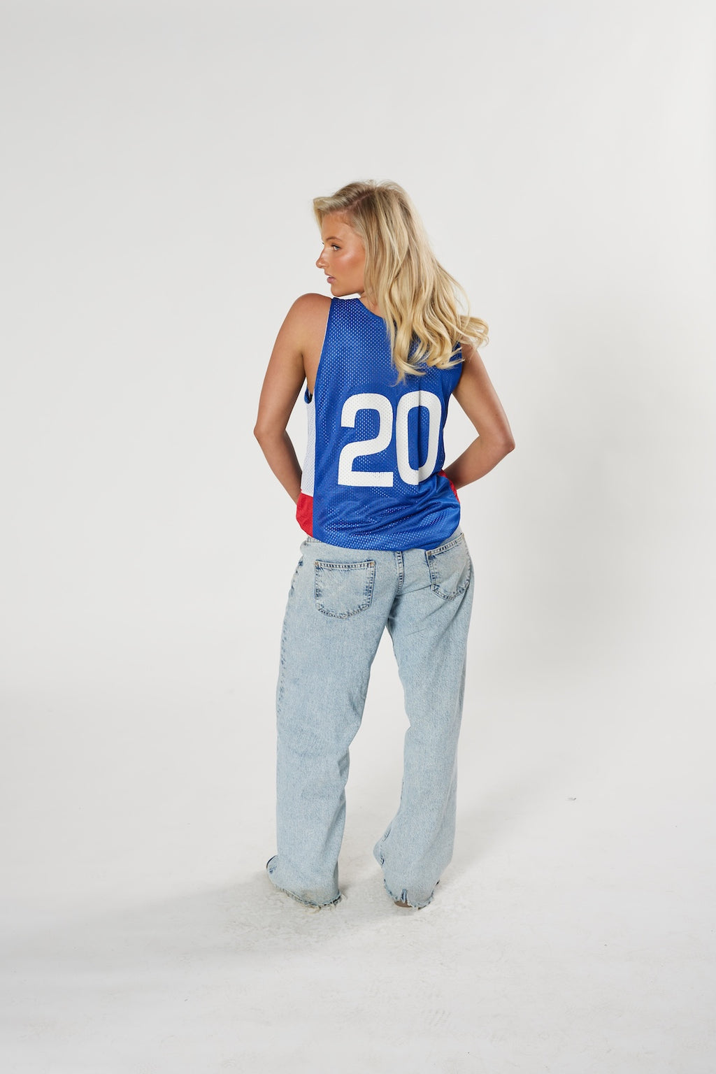 USBA #20 basketball jersey blue mesh vintage throwback authentic