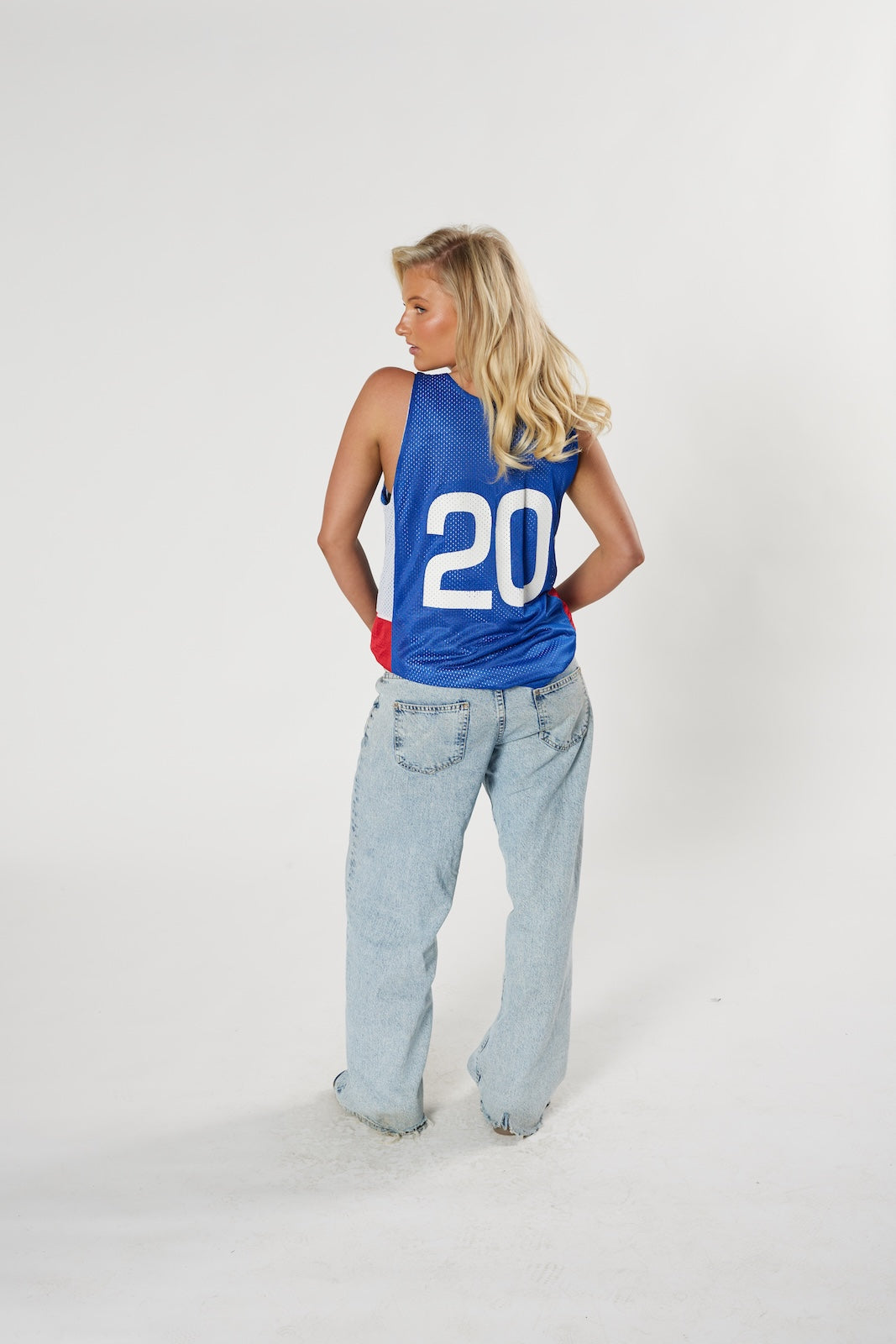 USBA #20 basketball jersey blue mesh vintage throwback authentic