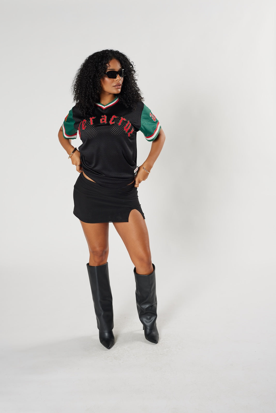 Veracruz team soccer jersey #7 black green red Mexican football vintage