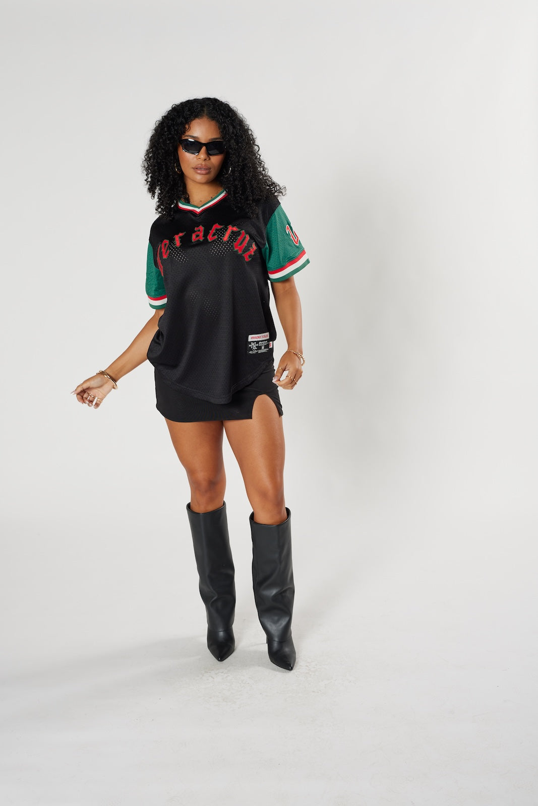 Veracruz team soccer jersey #7 black green red Mexican football vintage