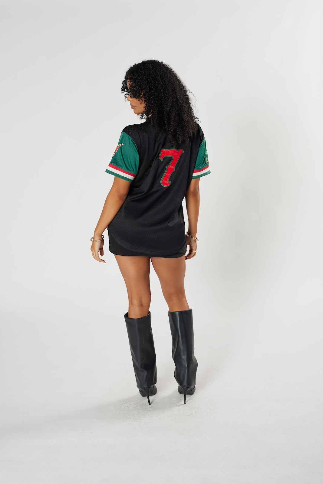 Veracruz team soccer jersey #7 black green red Mexican football vintage