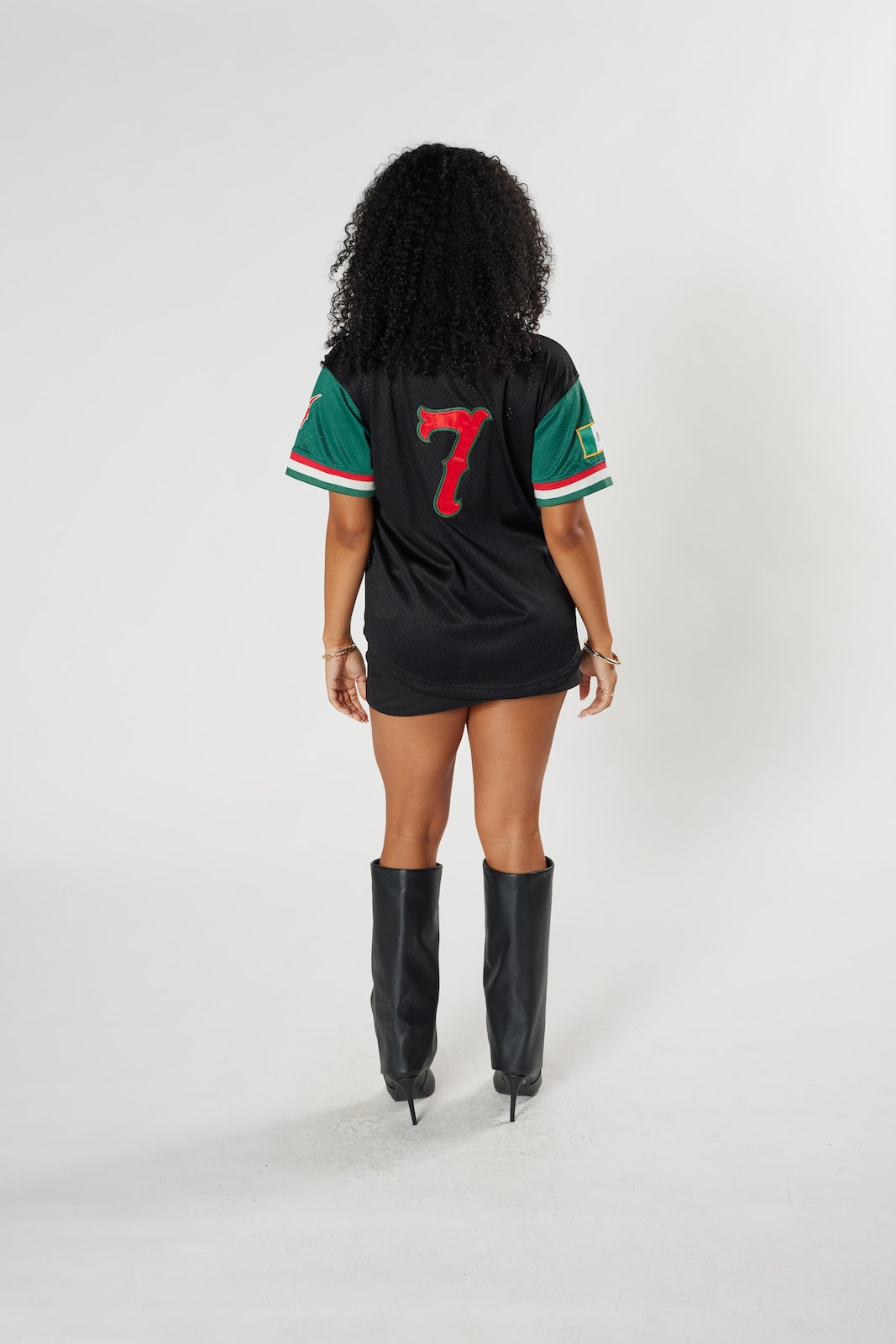 Veracruz team soccer jersey #7 black green red Mexican football vintage