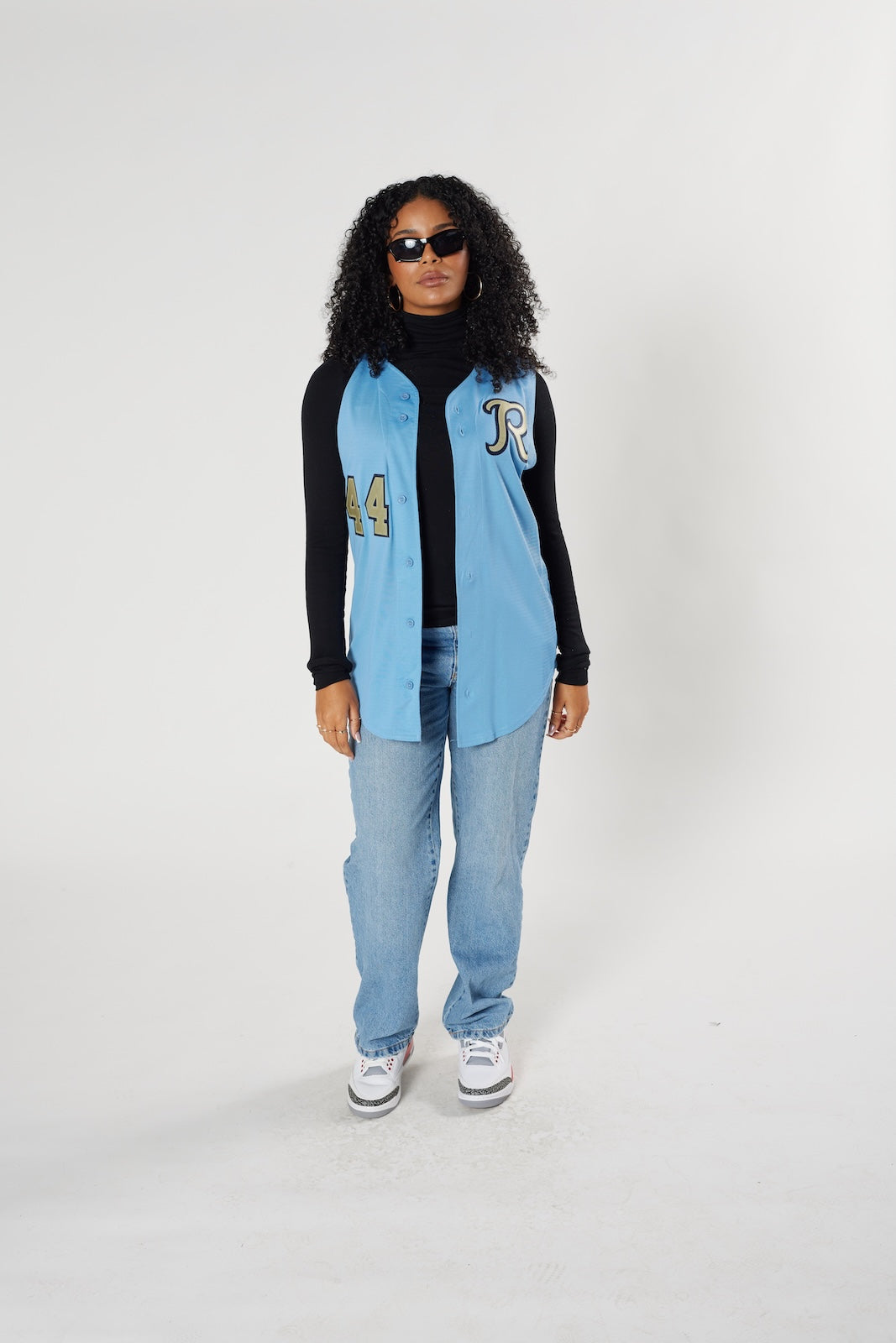 West baseball jersey #44 blue vintage 90s authentic sports apparel