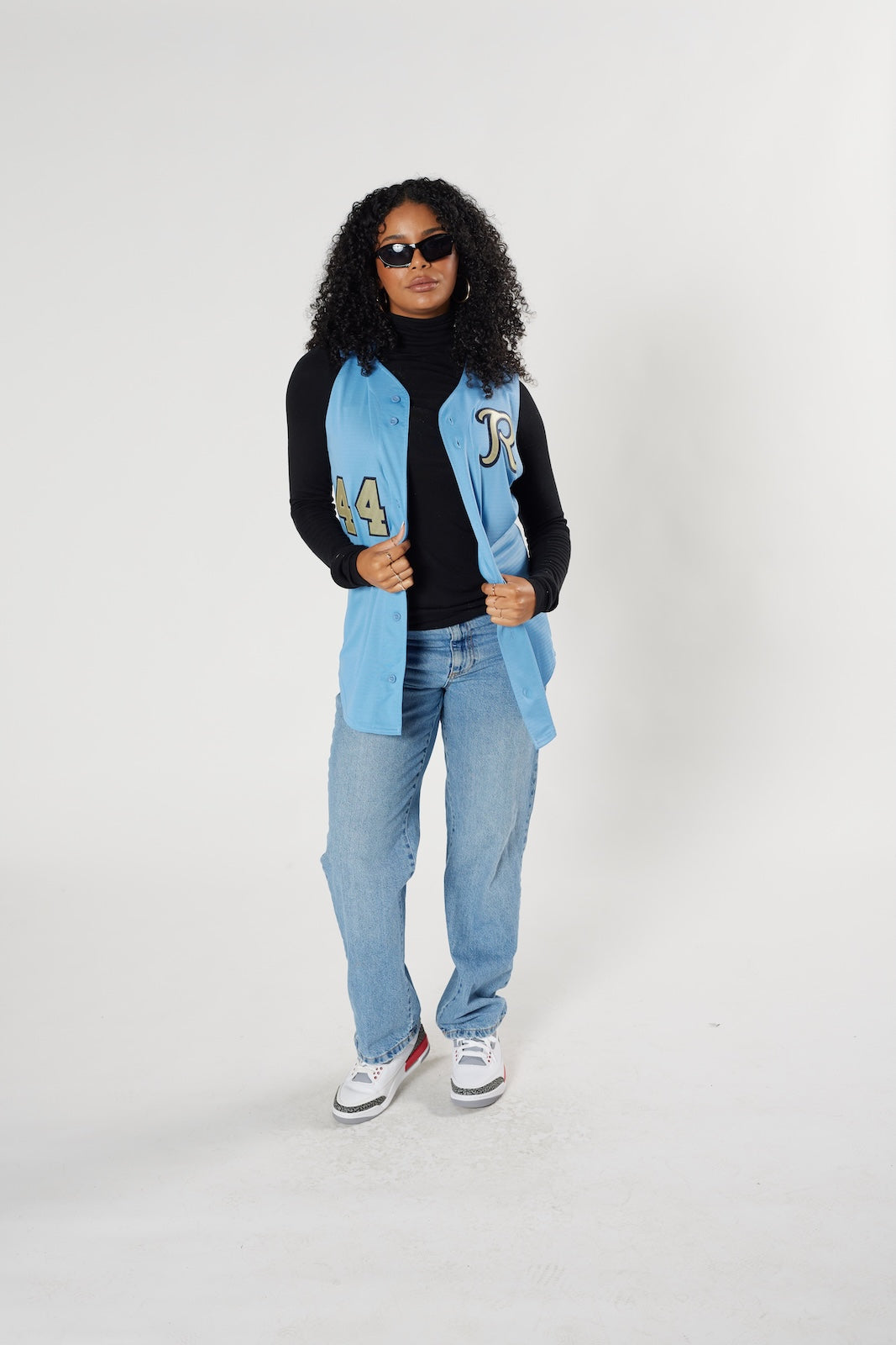 West baseball jersey #44 blue vintage 90s authentic sports apparel