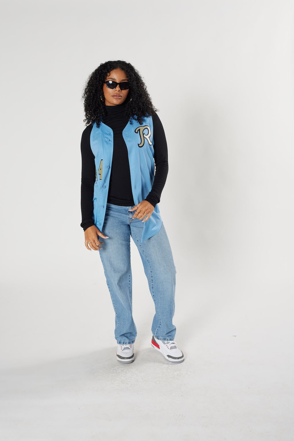 West baseball jersey #44 blue vintage 90s authentic sports apparel