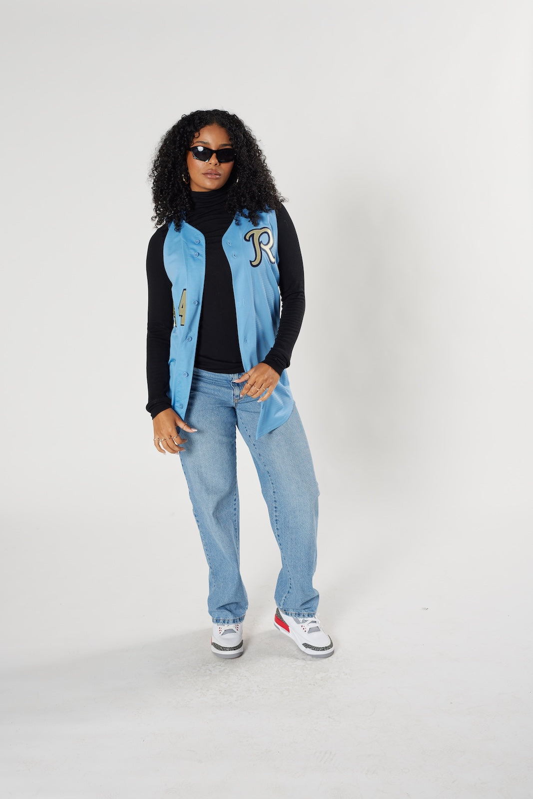 West baseball jersey #44 blue vintage 90s authentic sports apparel