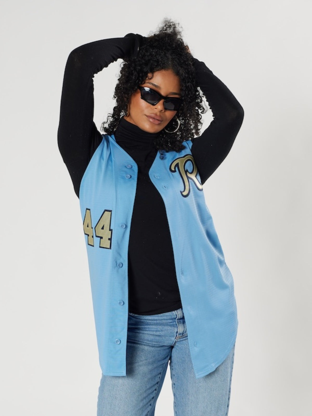 Vintage West Baseball Jersey #44 Blue - Authentic 90s Sports Apparel
