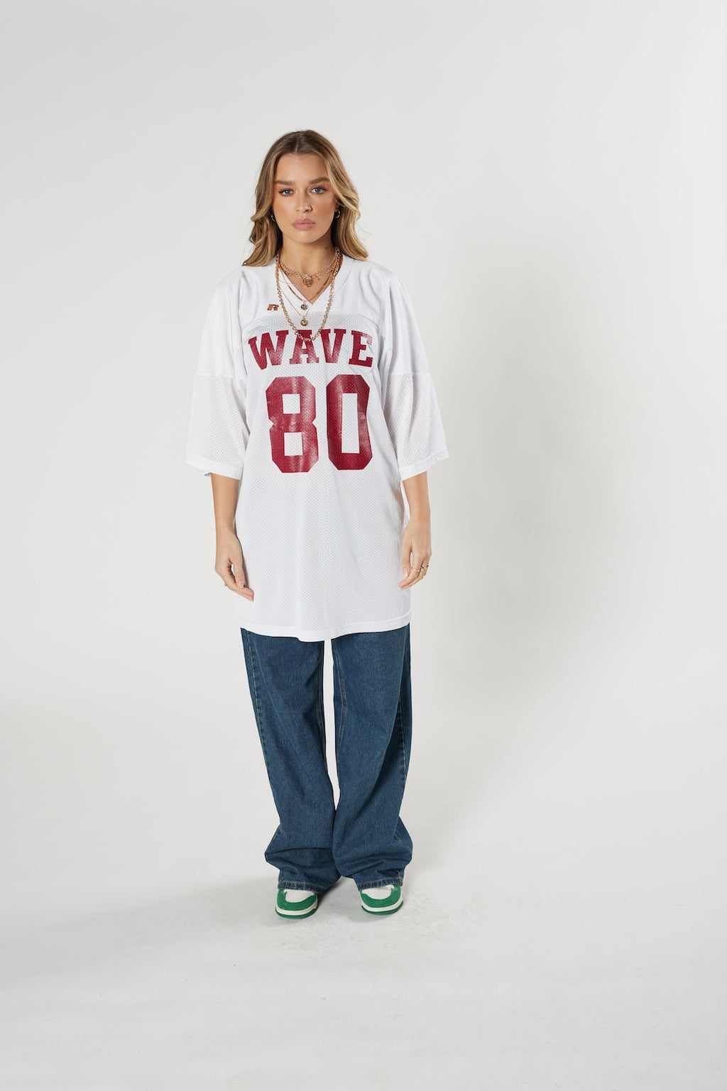 Wave football jersey #80 white vintage 90s authentic athletic style
