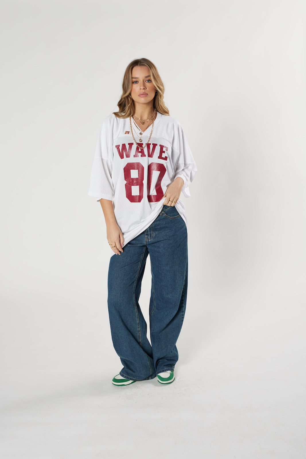 Wave football jersey #80 white vintage 90s authentic athletic style
