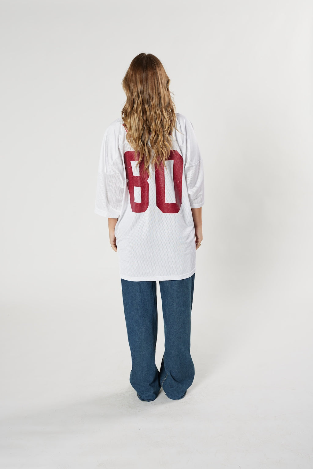 Wave football jersey #80 white vintage 90s authentic athletic style