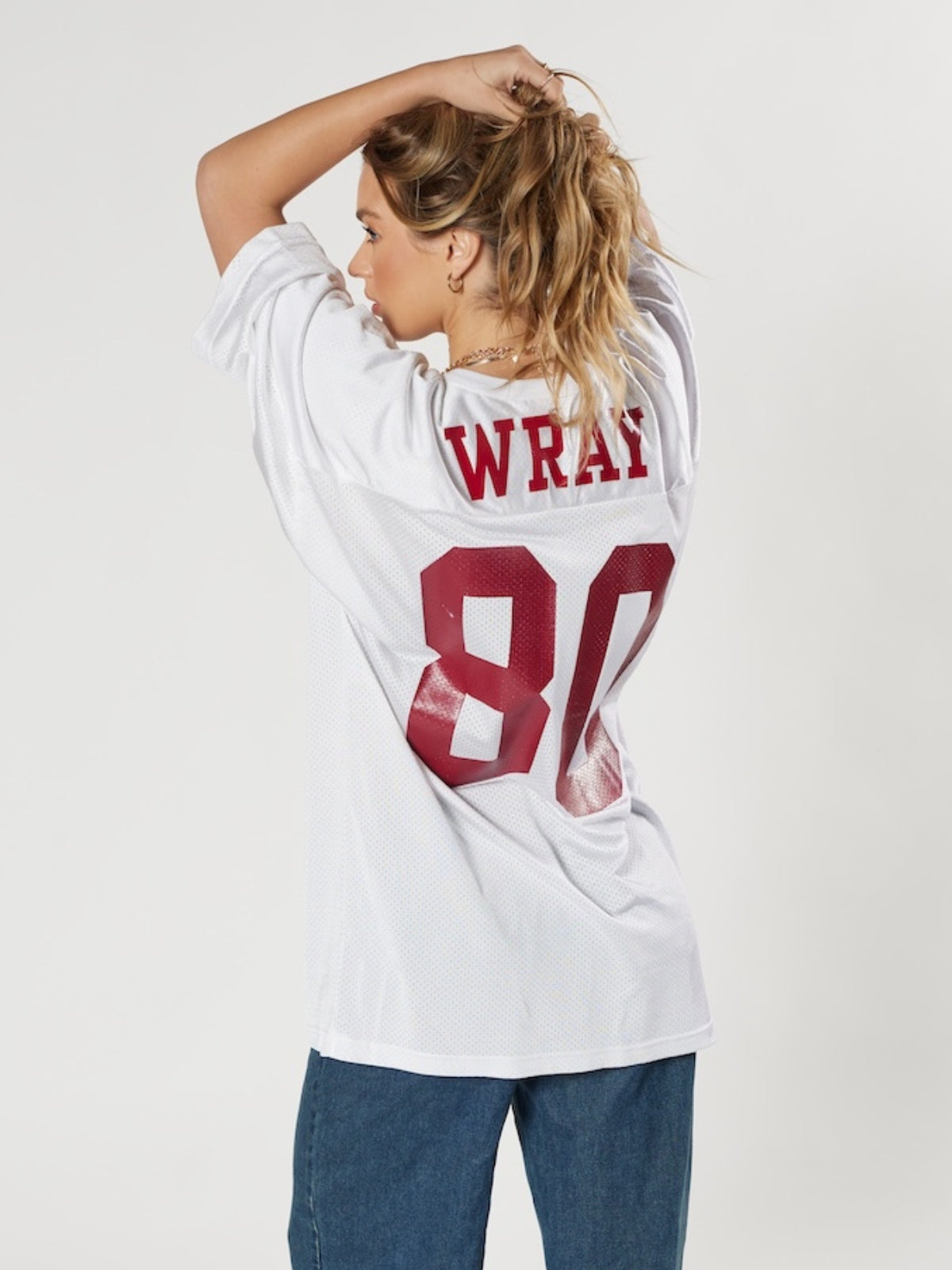 Wave football jersey #80 white vintage 90s authentic athletic style