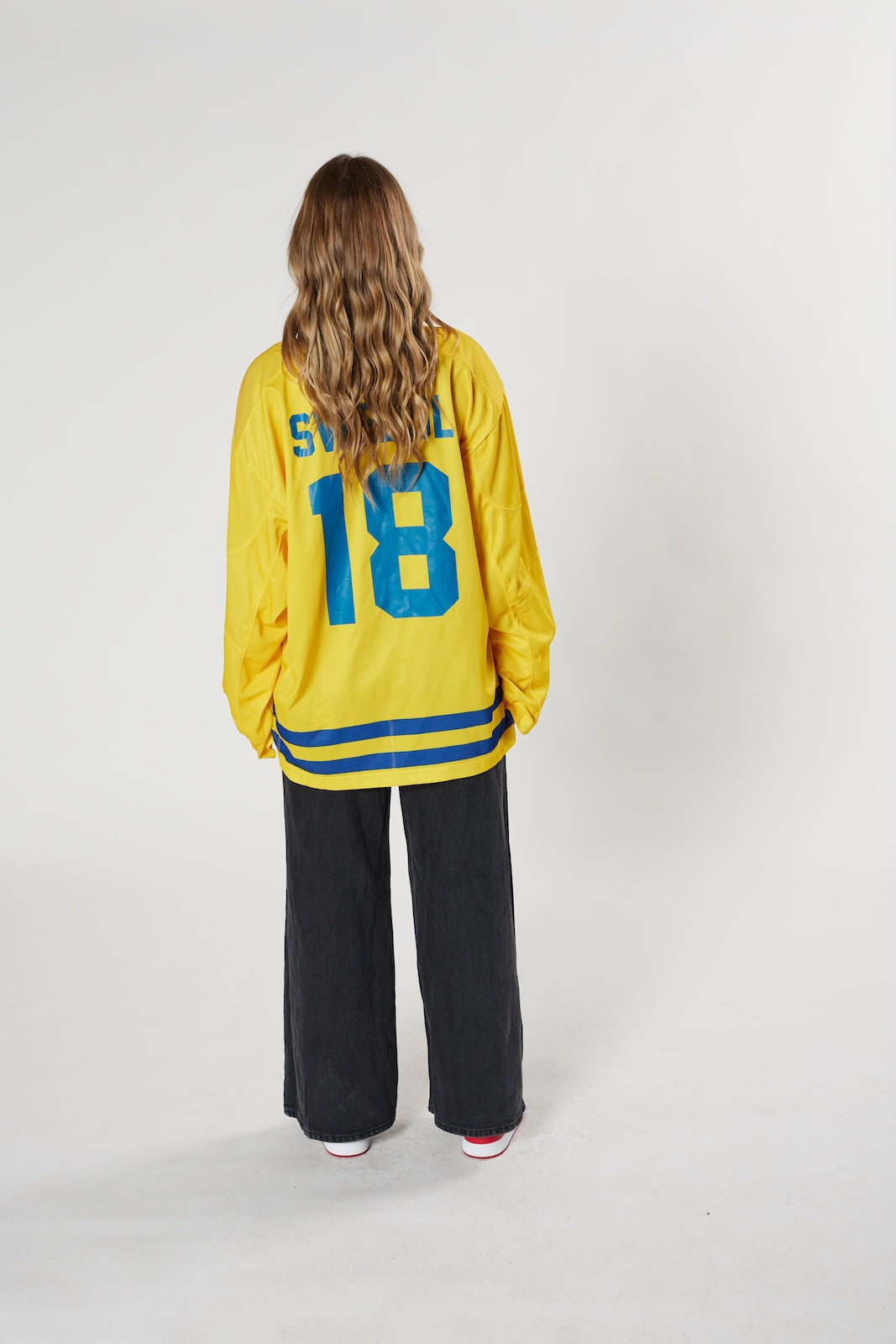 Sweden national hockey jersey #18 yellow blue Tre Kronor heritage vintage authentic