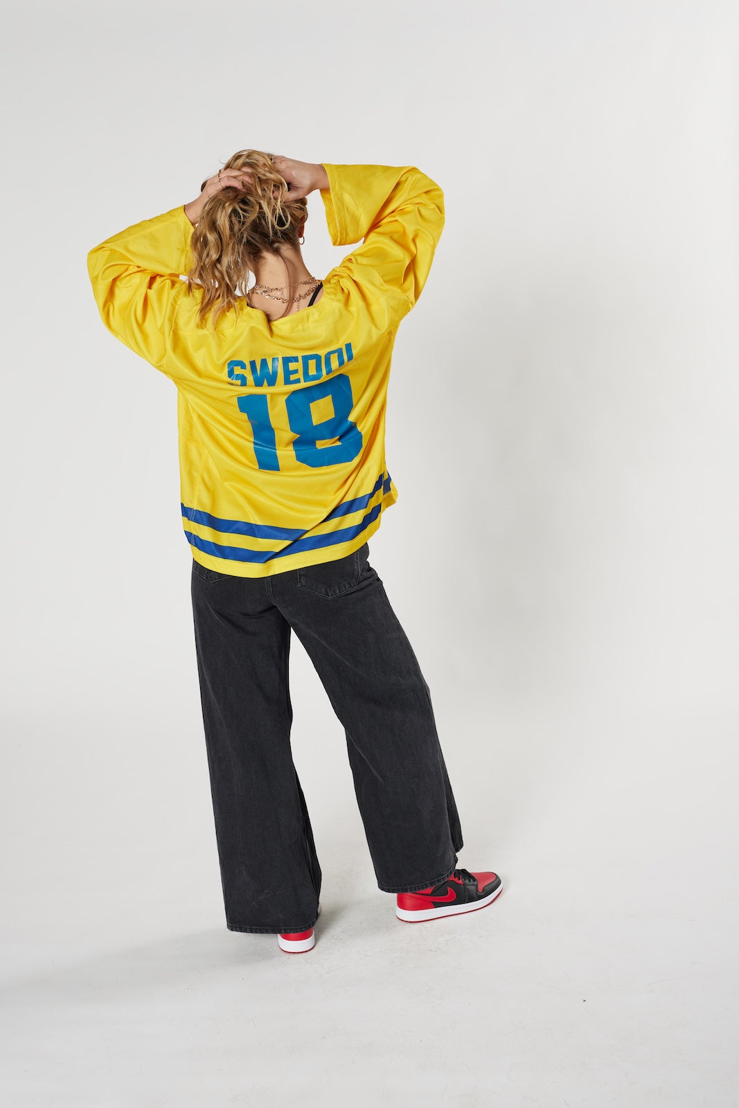 Sweden national hockey jersey #18 yellow blue Tre Kronor heritage vintage authentic